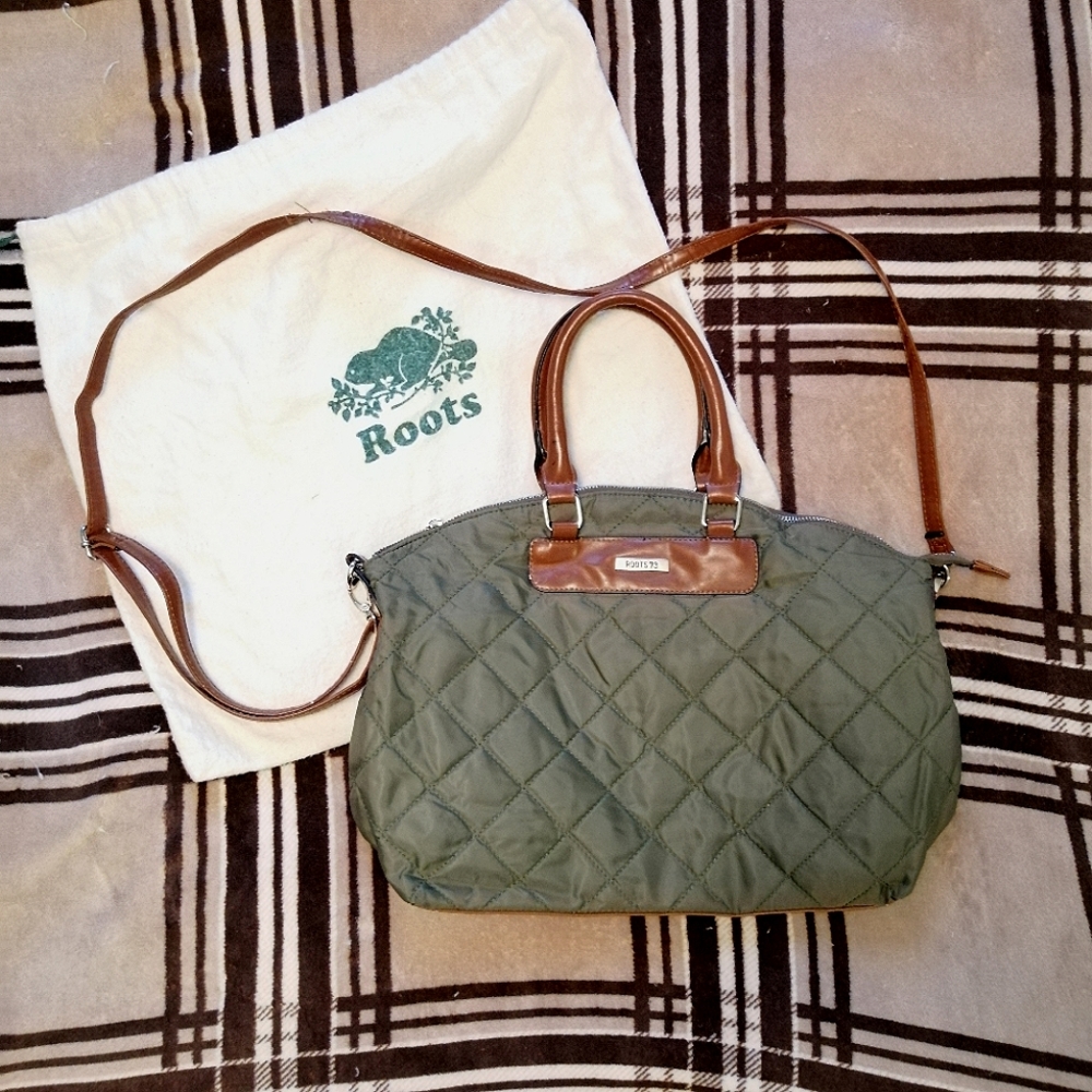 Roots Quilted Crossbody Tote Bag